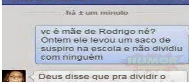 Mãe dá resposta surpreendente. (foto: reprodução Whatsapp) Mãe dá resposta surpreendente. (foto: reprodução Whatsapp)