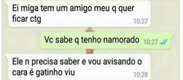 Mulher se nega a pensar na possibilidade de trair o marido. (foto: reprodução Whatsapp) Mulher se nega a pensar na possibilidade de trair o marido. (foto: reprodução Whatsapp)