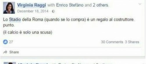 I post su Facebook di Virginia Raggi contro lo stadio della Roma risalenti al 2014.