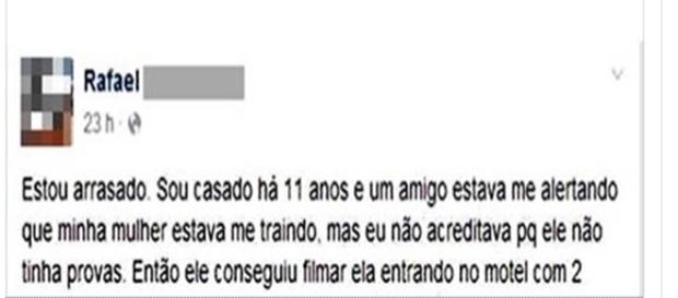 Homem é alertado sobre traição. (foto: reprodução Whatsapp) Homem é alertado sobre traição. (foto: reprodução Whatsapp)