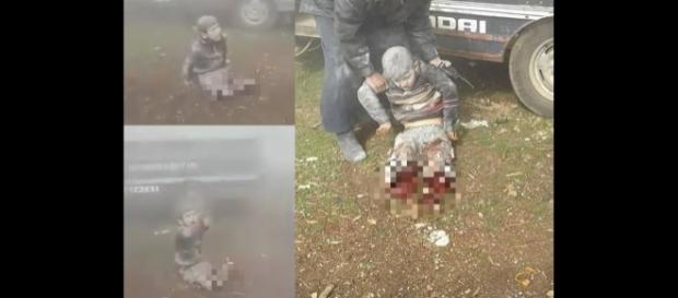 O pequeno Abdulbasit Taan Al-Satouf perdeu as pernas após bombardeio (Crédito: Twitter/dalatrm) O pequeno Abdulbasit Taan Al-Satouf perdeu as pernas após bombardeio (Crédito: Twitter/dalatrm)
