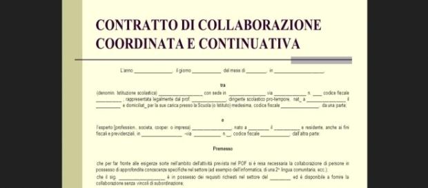 Un contratto di collaborazione coordinata e continuativa Un contratto di collaborazione coordinata e continuativa