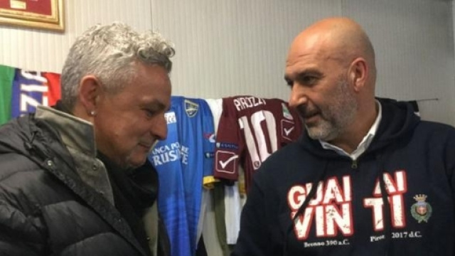 Roberto Baggio e il Sindaco di Amatrice