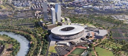 Il nuovo stadio della Roma e gli impianti adiacenti secondo il progetto della società giallorossa