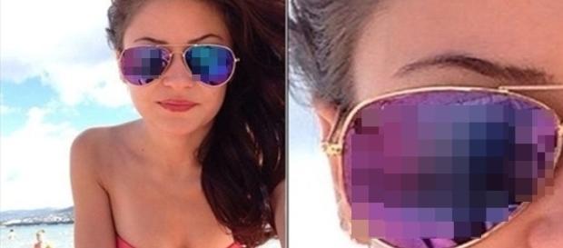 Reflexo em selfie realizada por menina na praia viraliza na internet. Reflexo em selfie realizada por menina na praia viraliza na internet.