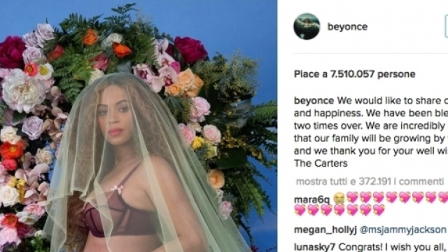 Beyoncé incinta di due gemelli Credits: Instagram
