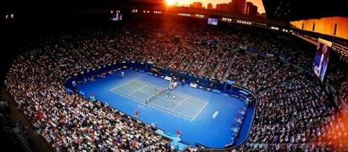Rod Laver during the night session. Australian Open 101 & Court Style - rectennis.com (Taken from BN library)