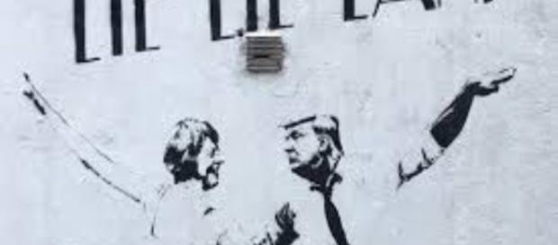 London street art by Bambi of Trump and U.K.’s Theresa May FAIR USE standard.co.uk Creative Commons London street art by Bambi of Trump and U.K.’s Theresa May FAIR USE standard.co.uk Creative Commons