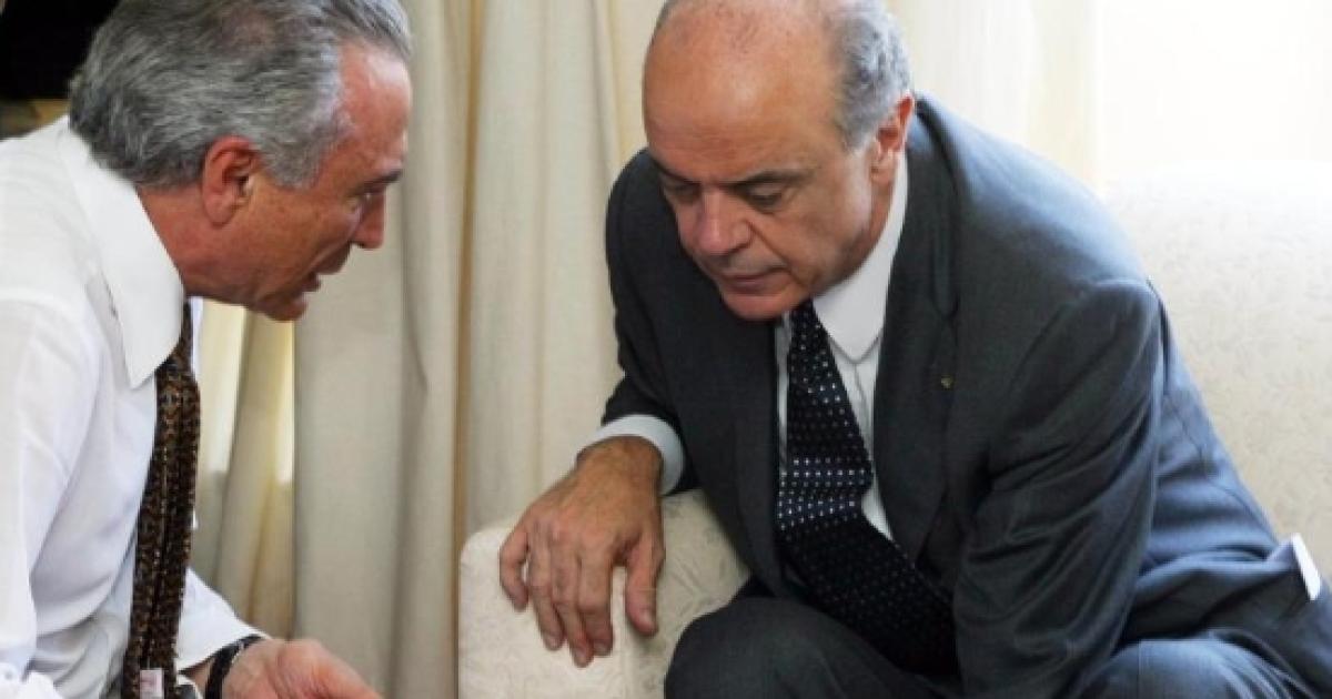 Em carta entregue a Temer, José Serra fala em tristeza 