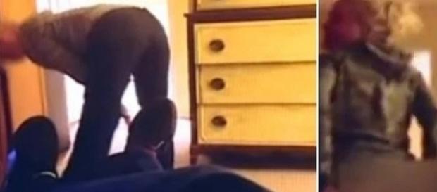 Em ambas as imagens a enfermeira que trabalhava na casa de acolhimento aparece se exibindo para o senhor. Em ambas as imagens a enfermeira que trabalhava na casa de acolhimento aparece se exibindo para o senhor.