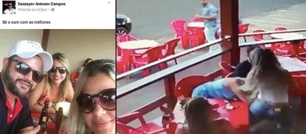 Um homem e uma mulher em uma das mesas são agredidos Um homem e uma mulher em uma das mesas são agredidos
