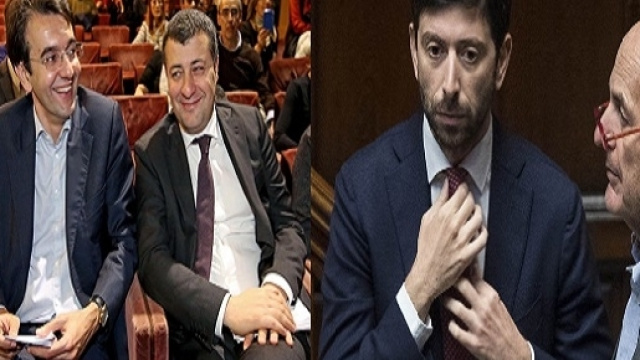 Alfredo D'Attorre, Arturo Scotto, Roberto Speranza e Pierluigi Bersani