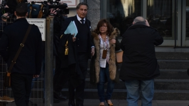 Patrizia Reggiani fuori dal tribunale. Quattrone