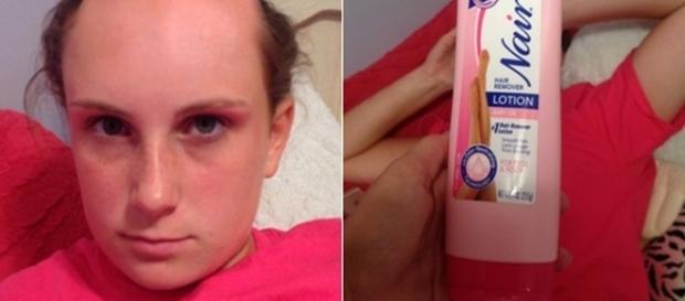 Menina foi tomar banho mas usou creme depilatório no lugar de shampoo. Menina foi tomar banho mas usou creme depilatório no lugar de shampoo.