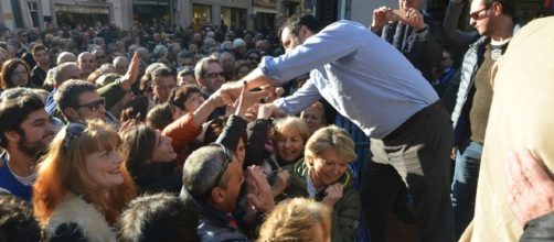 Matteo Salvini in comizio a Biella.
