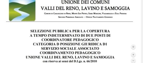 Selezione pubblica coordinatore pedagogico