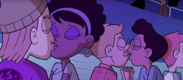 Cena em que vários casais começam a se beijar no show - Foto: Divulgação Cena em que vários casais começam a se beijar no show - Foto: Divulgação
