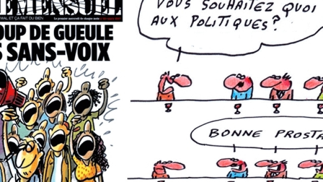 Siné mensuel 62 (daté mars) est bourré de micro-trottoirs avec des gens que vous ne risquez pas de voir à la télé