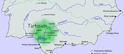 Presunta situación geográfica de la civilización de Tartessos