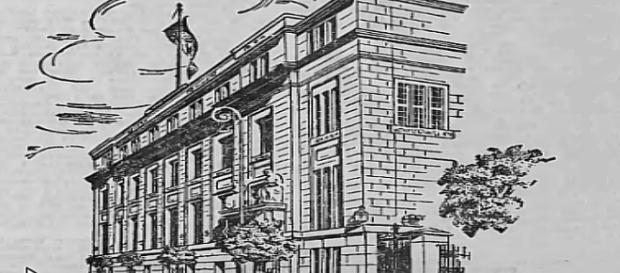 Bank Łódzkich Przemysłowców - przekazał na fundusze obrony narodowej w 1939 ok. 50 mln złotych. Ilustracja z Litzm. Zeitung, 1941 Bank Łódzkich Przemysłowców - przekazał na fundusze obrony narodowej w 1939 ok. 50 mln złotych. Ilustracja z Litzm. Zeitung, 1941