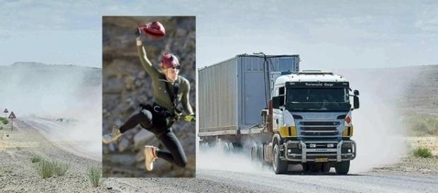 Larissa hängt in den Seilen, der Container ist die Schlafstätte / Fotos: ProSieben, Richard Hübner Larissa hängt in den Seilen, der Container ist die Schlafstätte / Fotos: ProSieben, Richard Hübner
