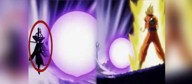 Whis ataca a Goku por primera vez. Whis ataca a Goku por primera vez.