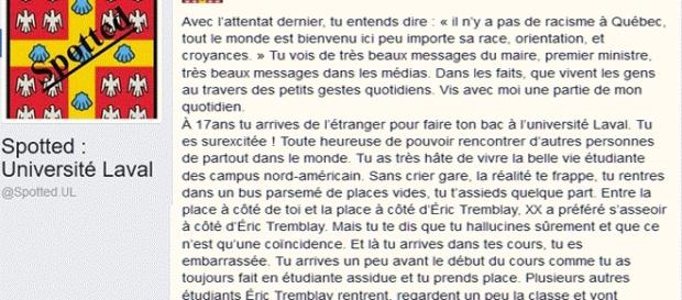 À lire sans modération, la page de Spotted sur Facebook : ''après l'attentat de la mosquée de Québec, tu entends dire..." À lire sans modération, la page de Spotted sur Facebook : ''après l'attentat de la mosquée de Québec, tu entends dire..."