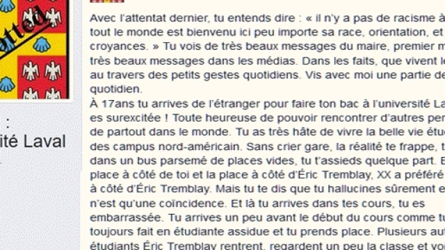 À lire sans modération, la page de Spotted sur Facebook : ''après l'attentat de la mosquée de Québec, tu entends dire..."