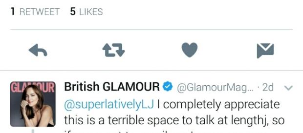Glamour magazine defended itself on Twitter; credit: GlamourMagUK Glamour magazine defended itself on Twitter; credit: GlamourMagUK