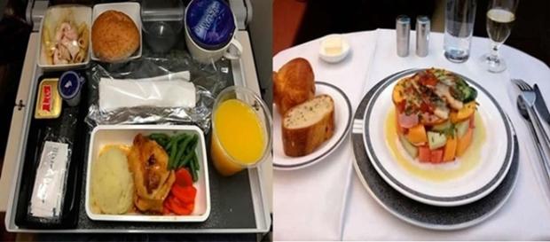 Veja a diferença das refeições em aviões separadas pela classe social Veja a diferença das refeições em aviões separadas pela classe social