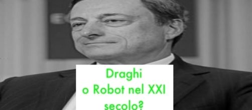 Mariio Draghi, photo da Wikipedia modificata "Poesia Visiva" nostra blaster Roby Guerra