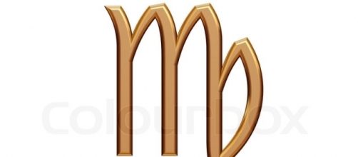 Virgo - golden astrological zodiac symbol isolated on white ... - colourbox.com