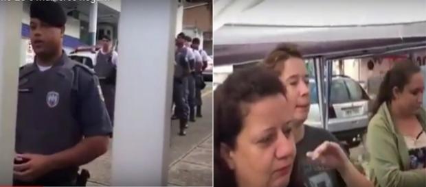 Policiais são impedidos de saírem do quartel. (Foto: Reprodução de vídeo) Policiais são impedidos de saírem do quartel. (Foto: Reprodução de vídeo)