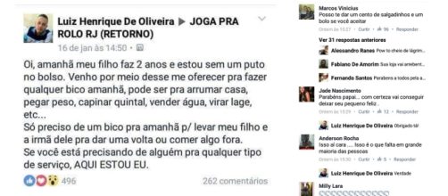 Luiz Henrique postou mensagem em um grupo do Facebook