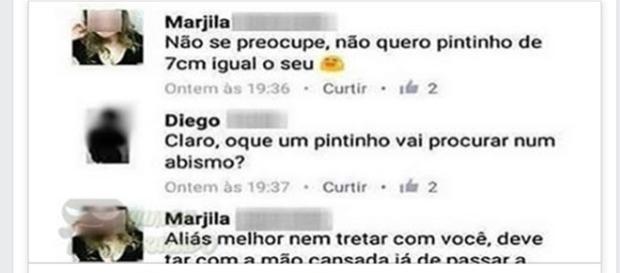 Ex-namorados se insultam nas redes sociais. (foto: reprodução Facebook) Ex-namorados se insultam nas redes sociais. (foto: reprodução Facebook)