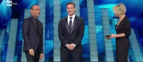 Festival di Sanremo, Francesco Totti con Carlo Conti e Maria De Filippi