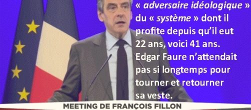 On croirait entendre Jean-Marie, Marine et Marion Le Pen : François FIllon, se gavant du système depuis 41 ans, le dénonce