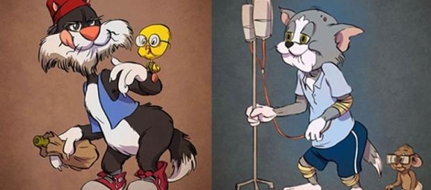 Personagens de desenhos animados em versão mais velha Personagens de desenhos animados em versão mais velha