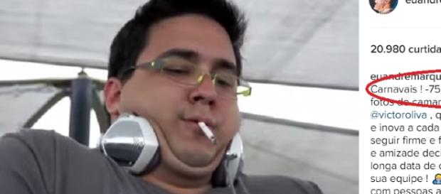 André Marques posta foto de antes e depois para comemorar perda de peso. André Marques posta foto de antes e depois para comemorar perda de peso.