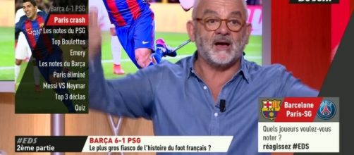 Momento de la tertulia de L'Équipe TV, canal francés del famoso diario deportivo, donde lamentaban la derrota rotunda del PSG con tanta ventaja previa