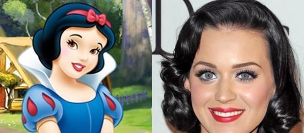 Personagens de desenhos parecidos com famosos: Kate Perry e Branca de Neve Personagens de desenhos parecidos com famosos: Kate Perry e Branca de Neve