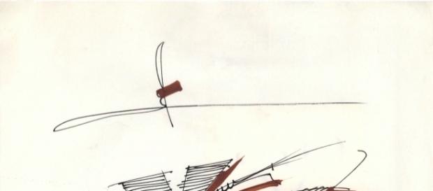 Alta Moda, A/I 1987, disegno in pennarello nero china e pennarello colorato su carta Alta Moda, A/I 1987, disegno in pennarello nero china e pennarello colorato su carta
