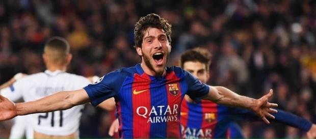 Sergi Roberto lors de son but en toute dernière seconde qui qualifie le Barça pour les quarts de final Sergi Roberto lors de son but en toute dernière seconde qui qualifie le Barça pour les quarts de final