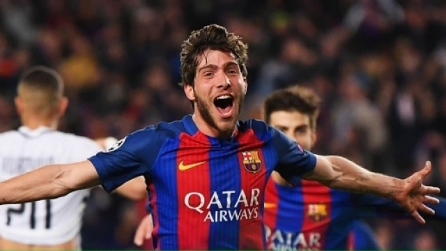 Sergi Roberto lors de son but en toute dernière seconde qui qualifie le Barça pour les quarts de final