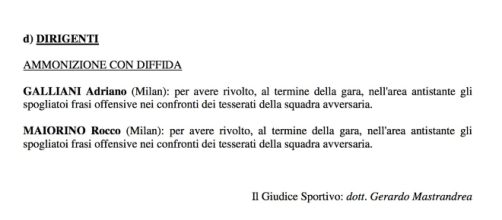 Semplice intervento, senza stangata, del Giudice Sportivo, sui fatti di Juventus-Milan