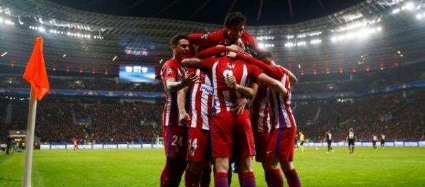 Clebración de un gol en la ida de los octavos de final Clebración de un gol en la ida de los octavos de final