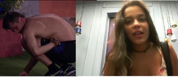 Emilly da um chute na barriga de Marcos e internautas pede eliminação da sister. Emilly da um chute na barriga de Marcos e internautas pede eliminação da sister.