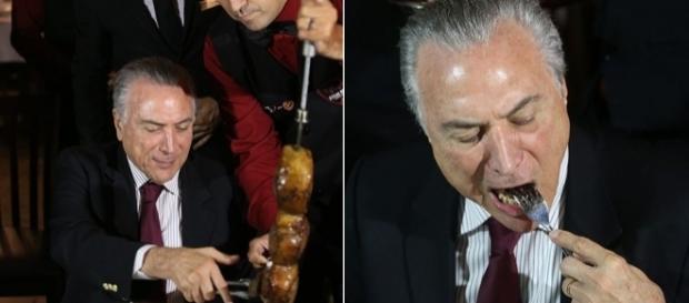 Temer em churrascaria que serve 80% de carne importada Temer em churrascaria que serve 80% de carne importada