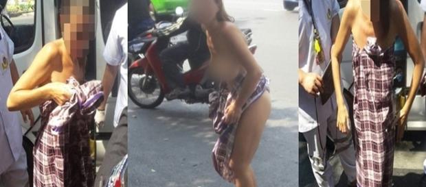 Mulher foi flagrada andando na rua sem roupas em Bangcoc Mulher foi flagrada andando na rua sem roupas em Bangcoc