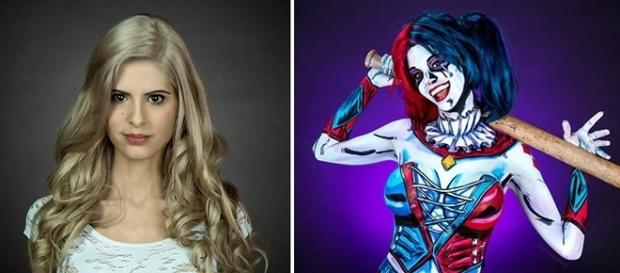 Mulher usa maquiagem para se transformar em personagens Mulher usa maquiagem para se transformar em personagens